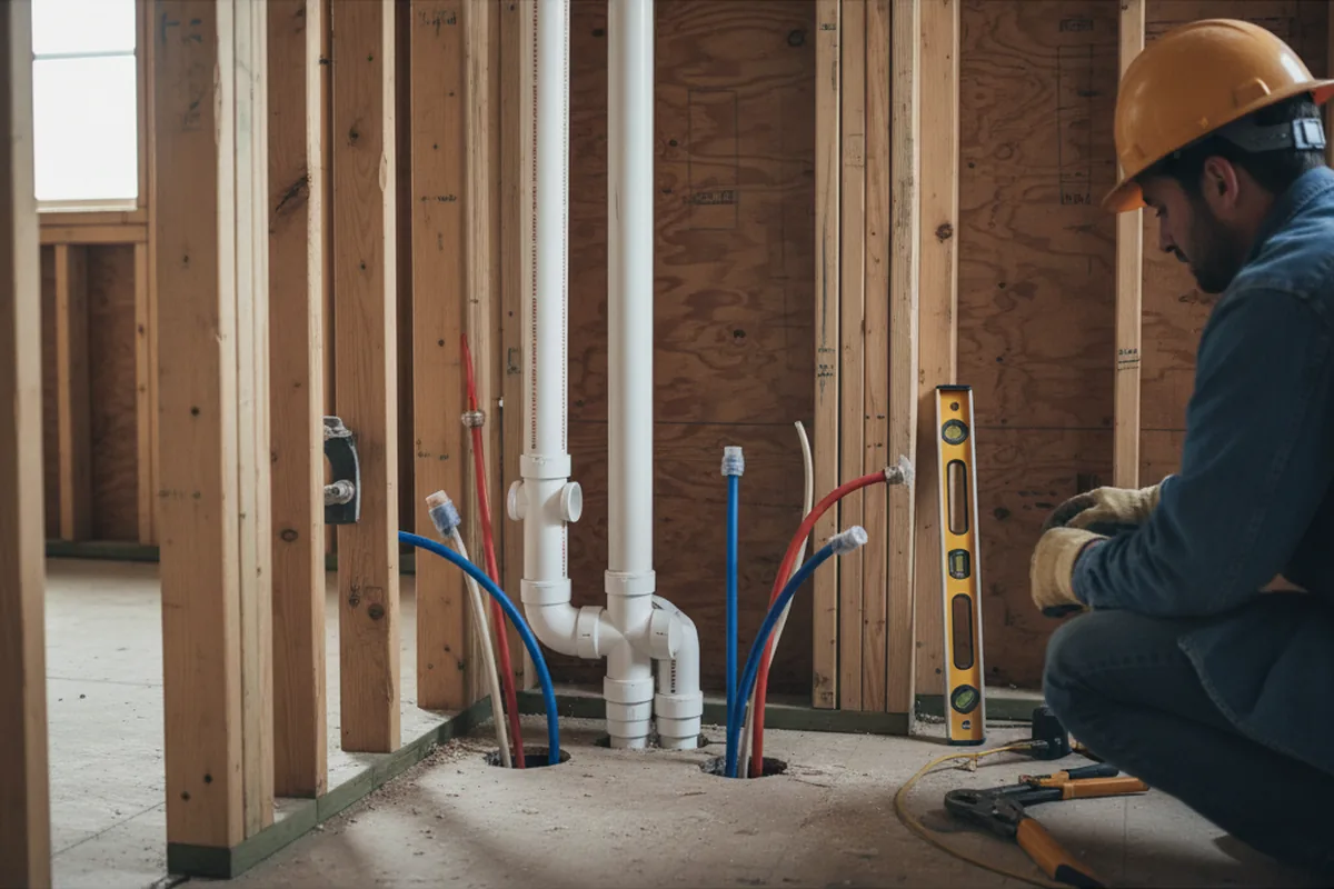 Drain and supply rough-in during Toilet Repair and Installation in Haworth