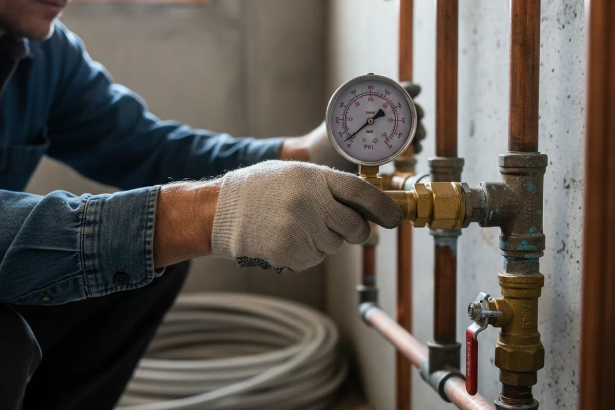 Pressure testing a repaired line during Water Line Repair in Haworth